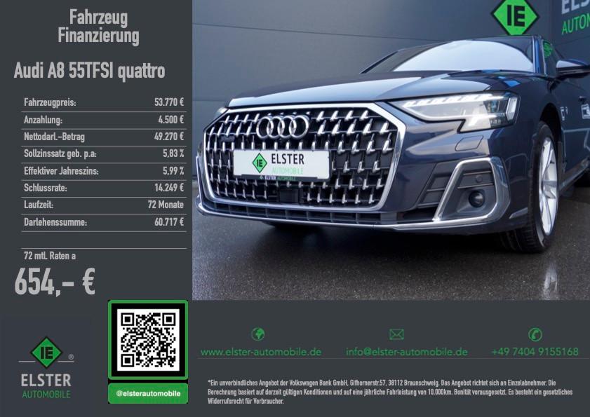 Audi A8 55 TFSI qu,Standh,Pano,Bang&Ol,ASG 6/2027