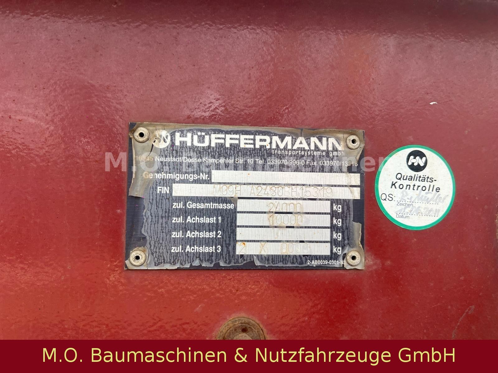 Fahrzeugabbildung Hüffermann HMA 24.30 / Muldenanhänger / 24t