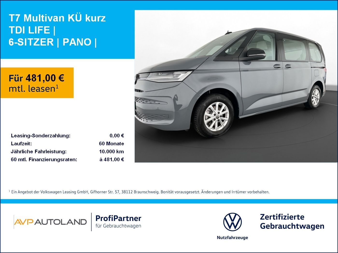 Volkswagen T7 Multivan KÜ kurz TDI LIFE | 6-SITZER | PANO |
