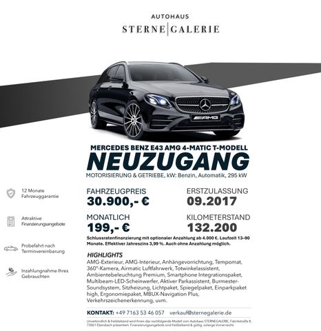 MERCEDES-BENZ AMG E 43 4M/AHK/360°/AIRM/AMBIENT/BURMESTER Bi