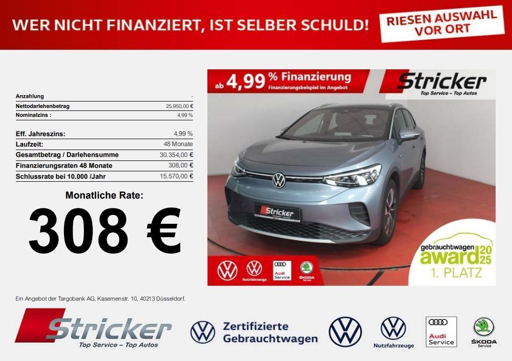 Volkswagen ID.4 Pro Performance 150/77 308,-ohne Anzahlung