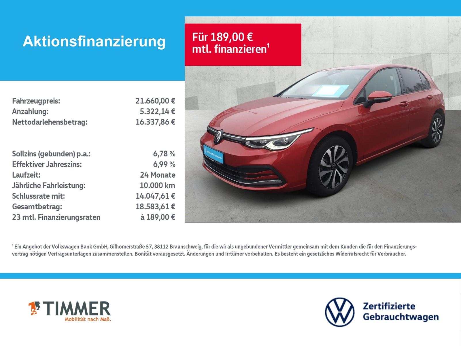 Volkswagen Golf VIII 1.5 TSI ACTIVE +LED +ACC +VIRTUAL +NAV