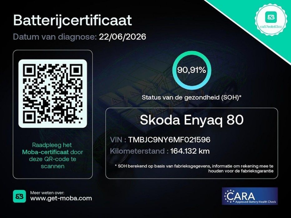 Skoda Enyaq iV 80 204pk 77kWh -SOH91%-PANO-TREKHAAK-EC imagem 3