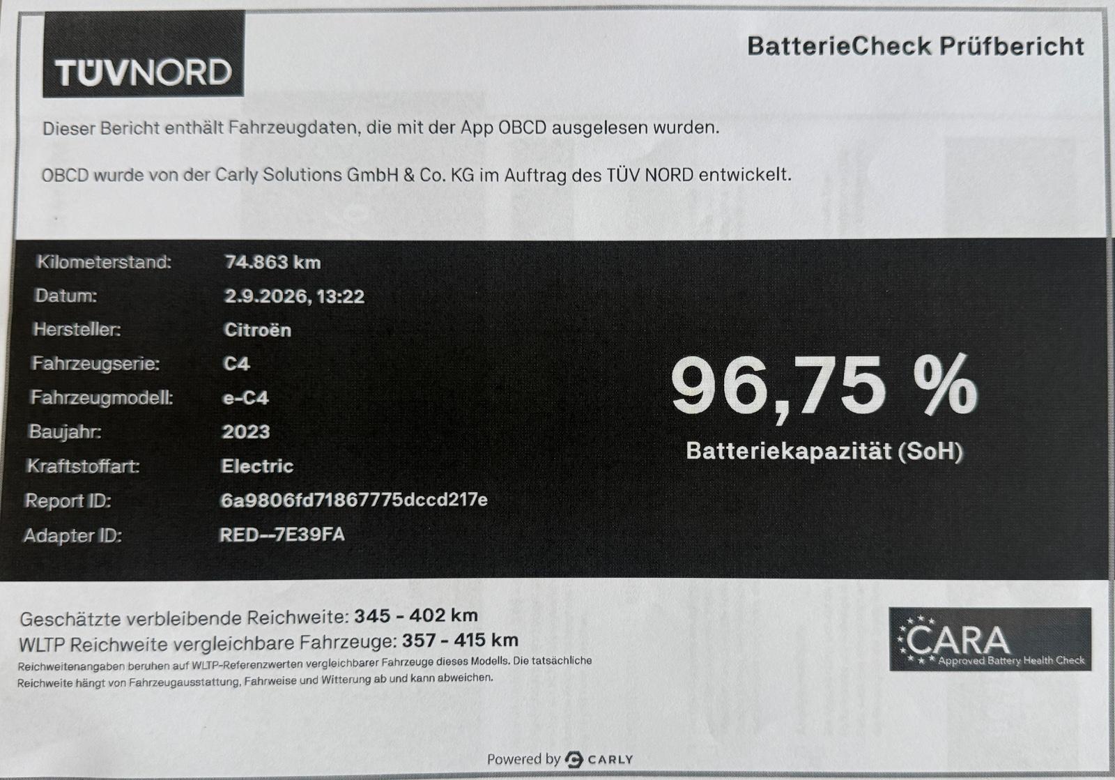 Citroën ë-C4 156 MAX *extended range*Batteriezertifikat*