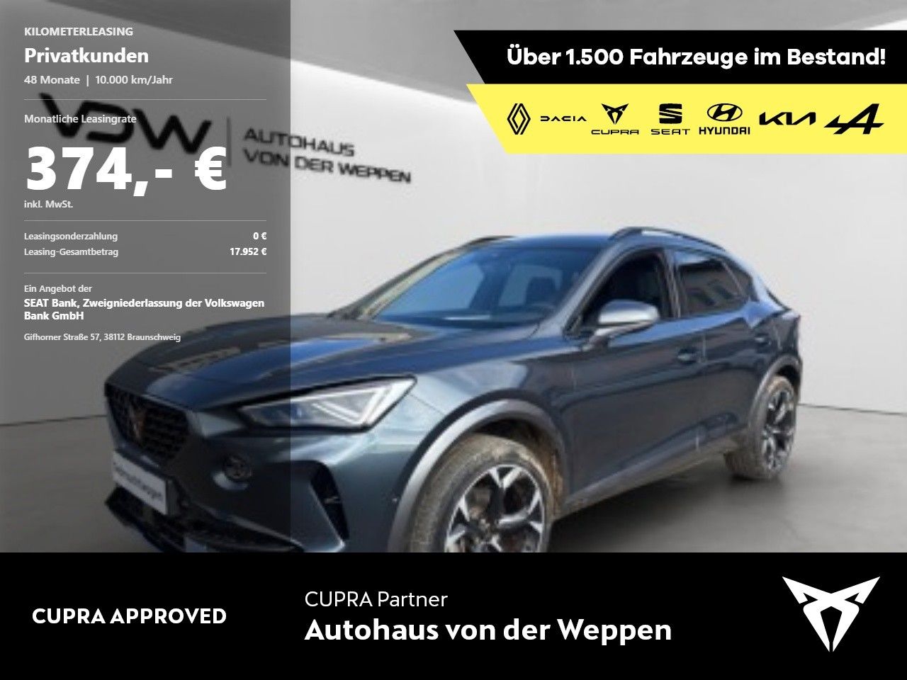 Cupra Formentor 1.5 TSI 360 Kamera, Navi, LED Klima