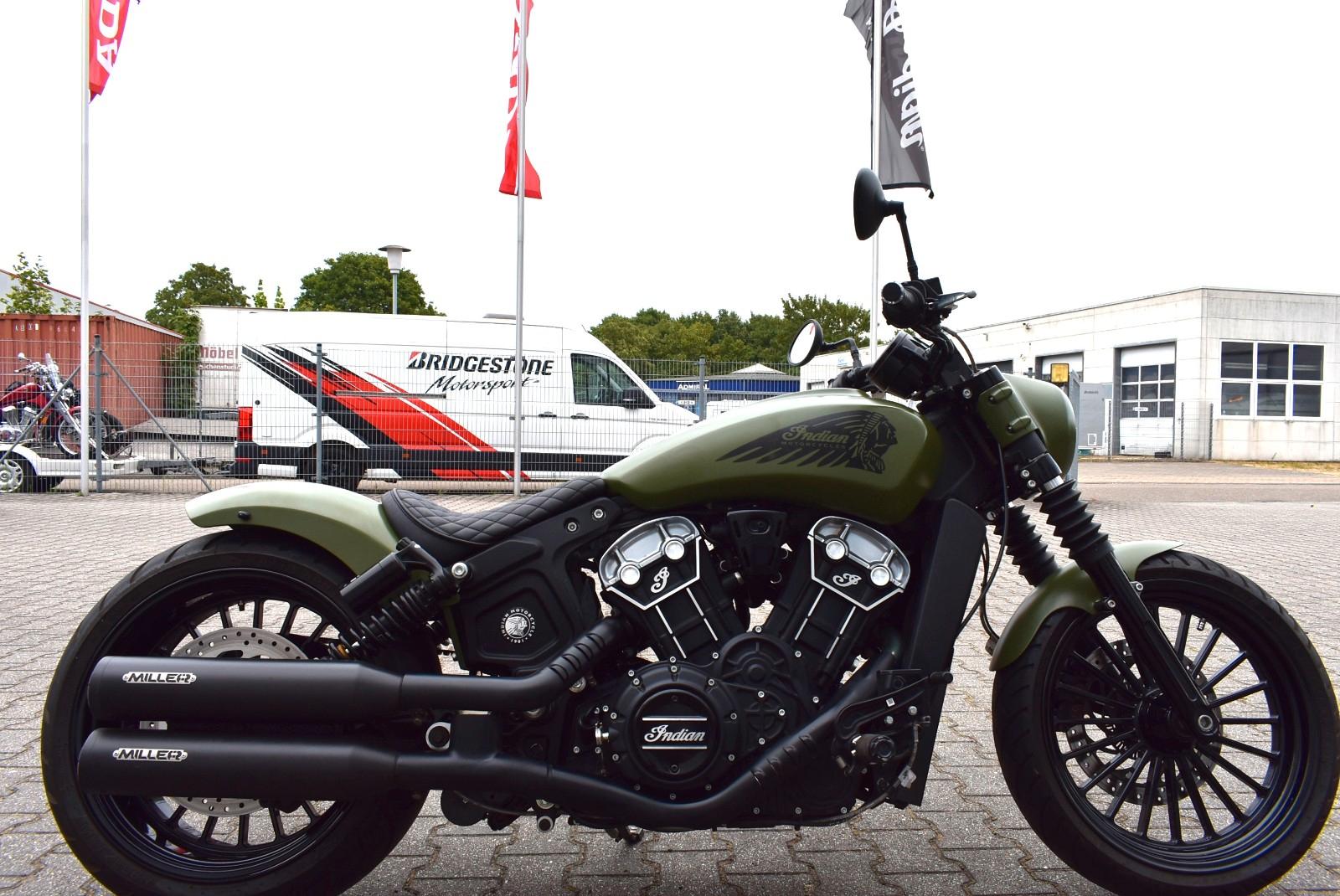 Indian Scout Bobber 240er Heckumbau Miller Rick Felgen