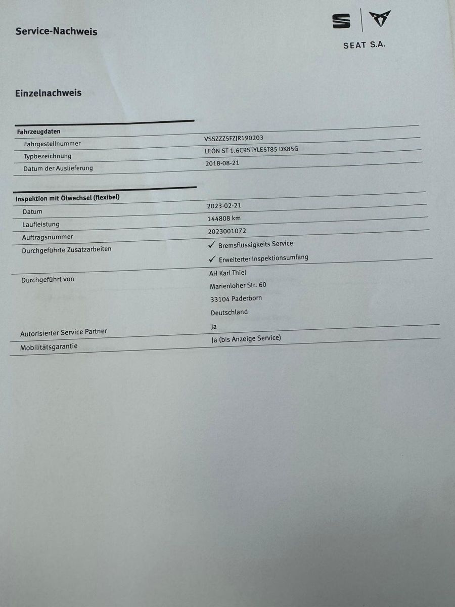 Fahrzeugabbildung SEAT Leon ST Style /NAVI/KLIMA/SCHECKHEFT/