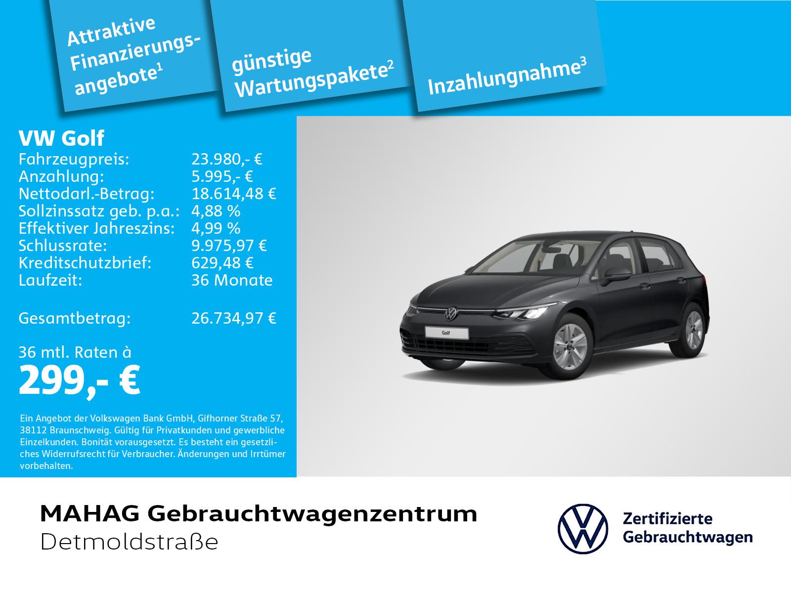 Volkswagen Golf VIII Life 2.0 TDI LED Navi ParkPilot App DS