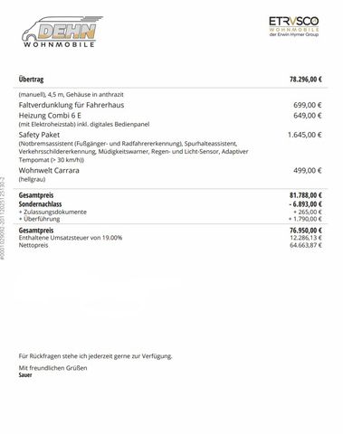 Etrusco T 7400 SBC 6.893,00 € Sondernachlass!