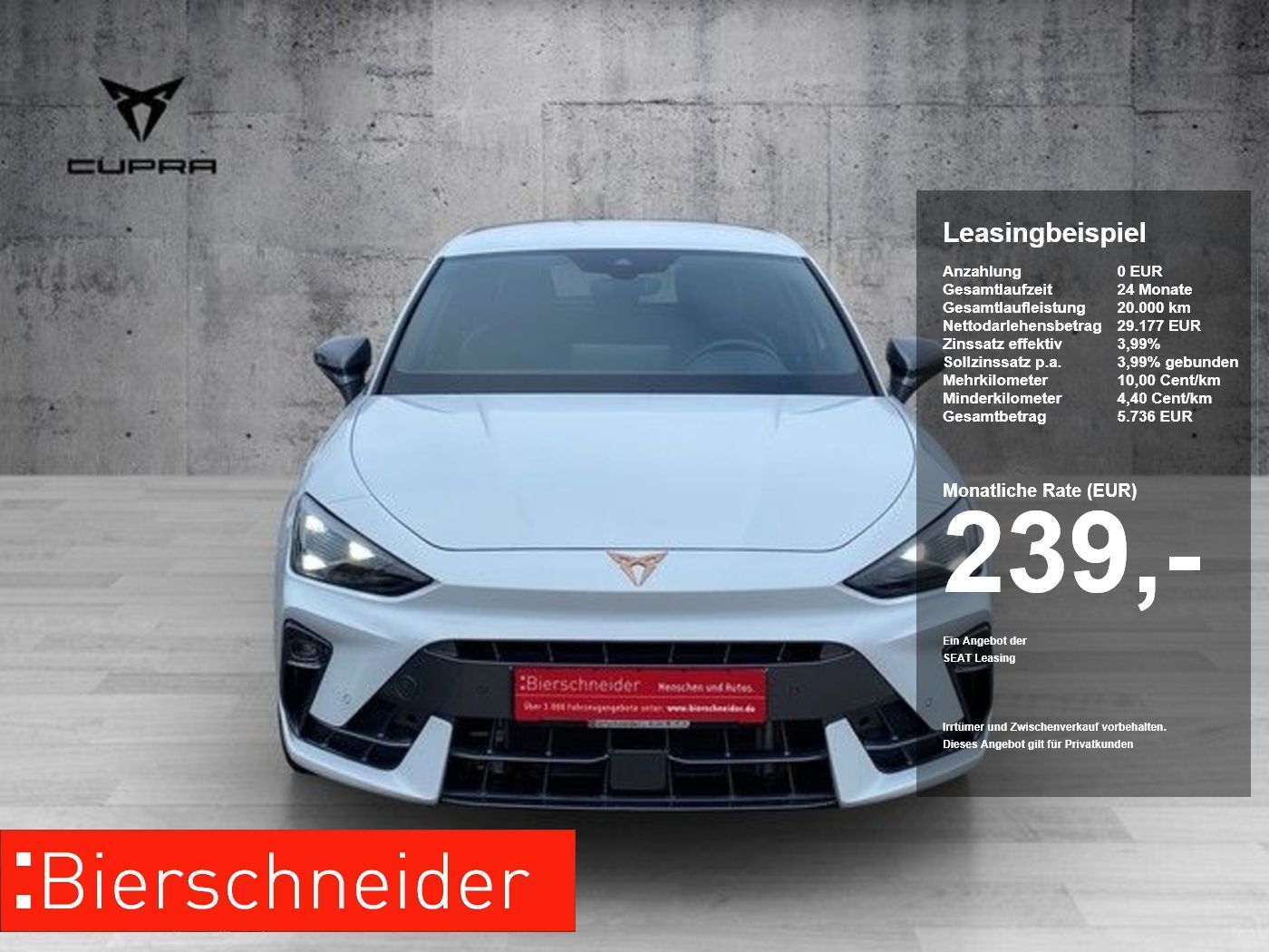 Cupra Leon 1.5 eTSI DSG ab 239.- 990.- Anzahlung ALLWE
