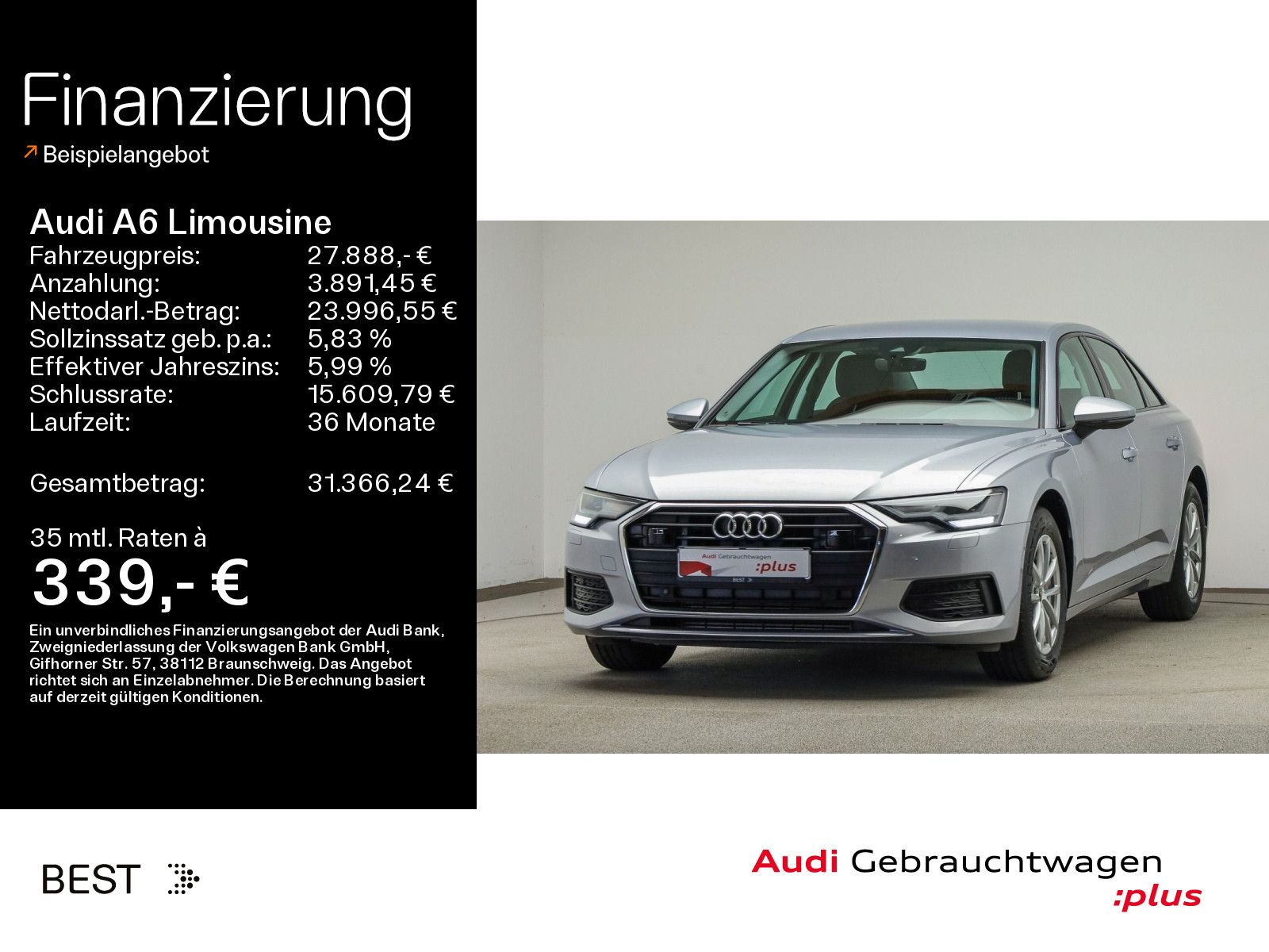 Audi A6 Limousine 45 TFSI Tour, Kamera, Business