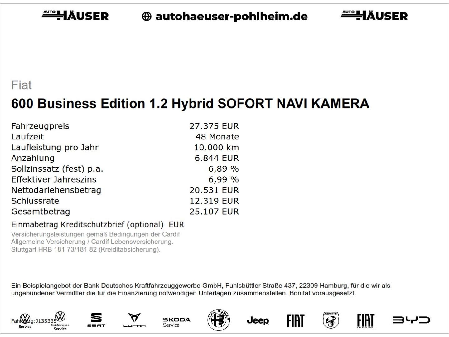 Fiat 600 Business Edition 1.2 Hybrid SOFORT NAVI KAME imagem 2