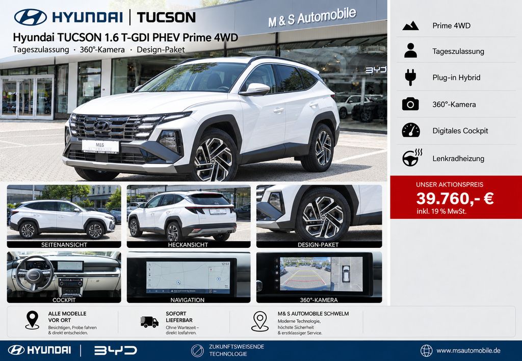 Abbildung Leasingangebot Hyundai TUCSON 1.6 T-GDI PHEV Prime 4WD AT*ECS*360°View
