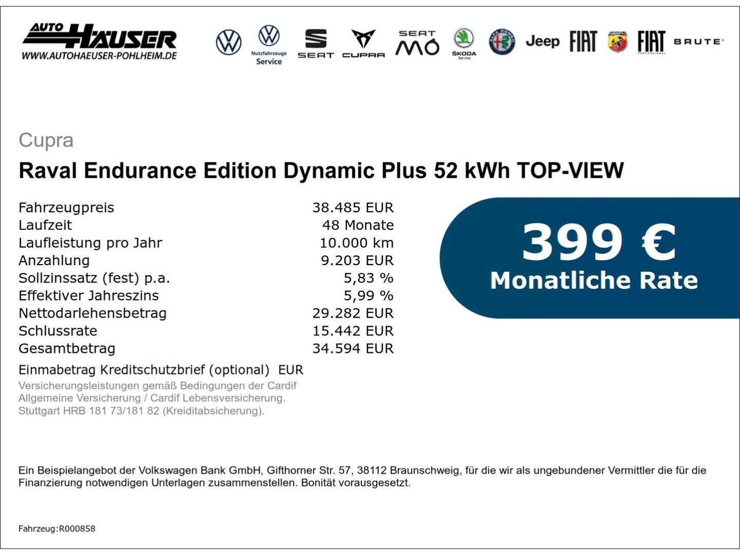 Cupra Raval Endurance Edition Dynamic Plus 52 kWh TOP-