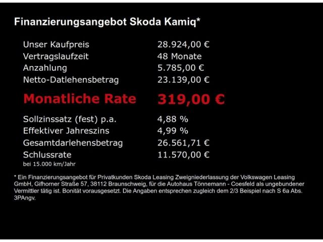 Kamiq MONTE CARLO TSI DSG+LED+NAVI+RÜCKKFAHRKAME
