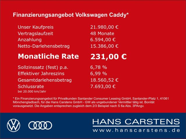 Volkswagen Caddy PKW 2.0 TDI Comfortline Navi Bi-Xenon Rück