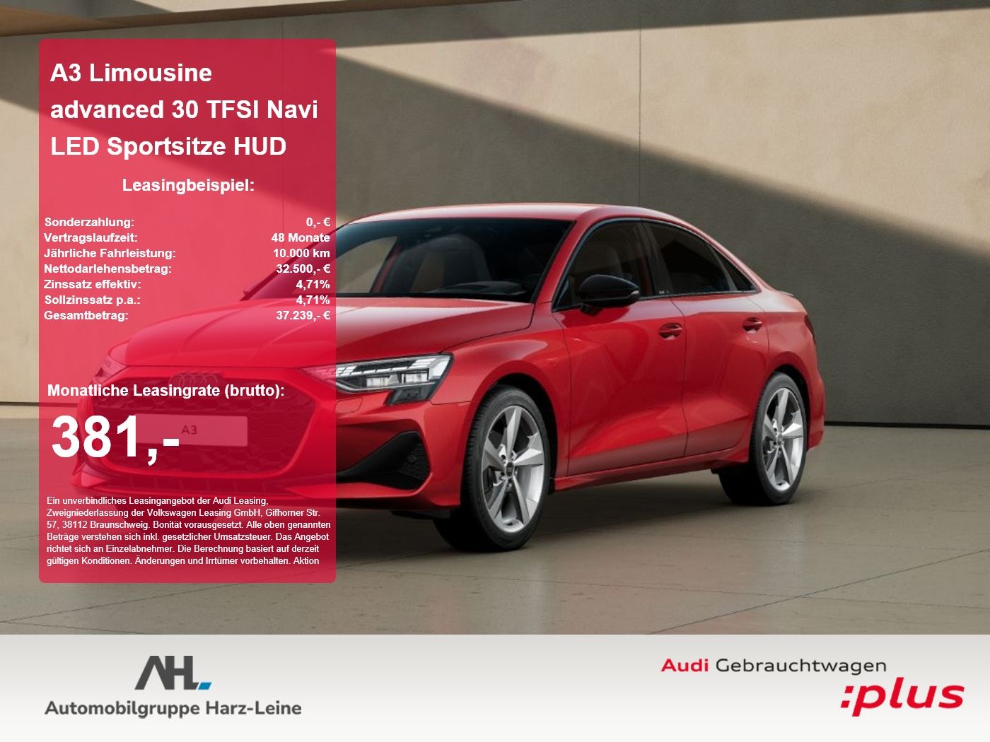 Audi A3 Limousine advanced 30 TFSI Navi LED Sportsitz