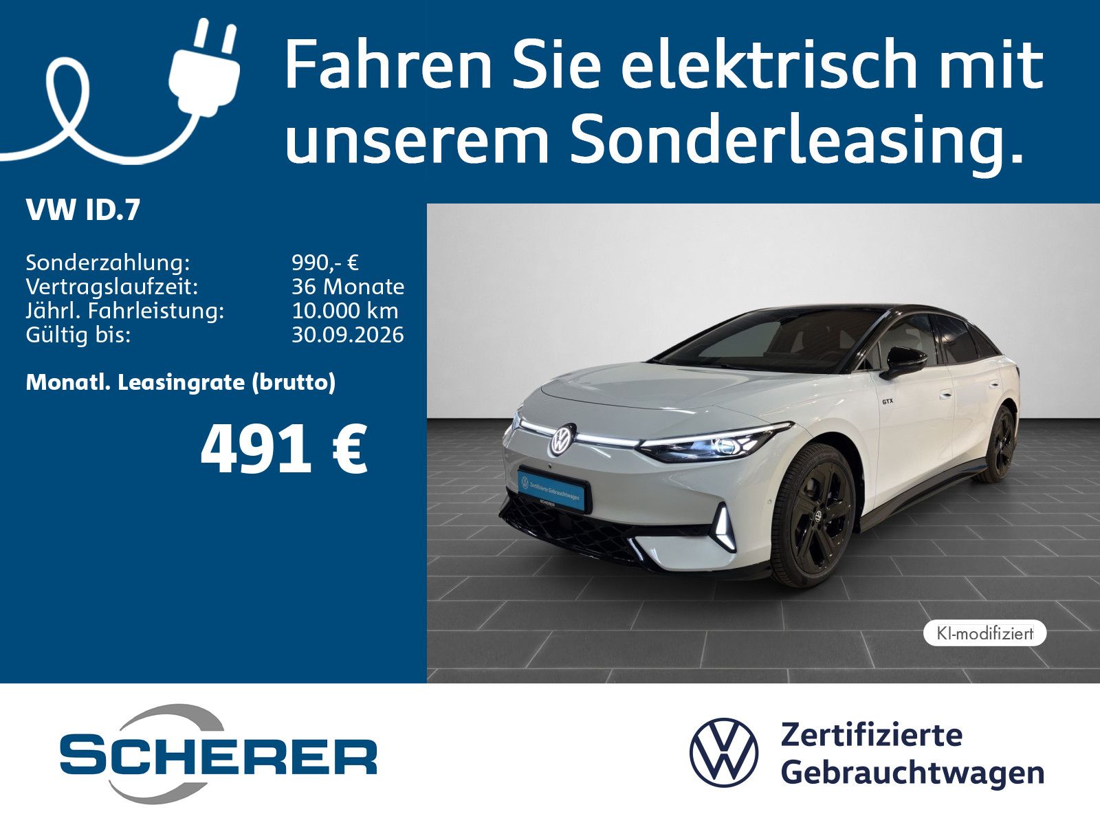 Volkswagen ID.7 GTX PANO AHK H&K MATRIX WäPu DCC 360° ergoA
