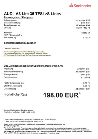 Fahrzeugabbildung Audi A3 Limo 35 TFSI >S Line/PANO/NAV/LED/Sitzheiz<