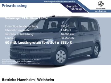 Volkswagen Leasing Angebot: Volkswagen T7 Multivan 2.0 TDI SCR DSG