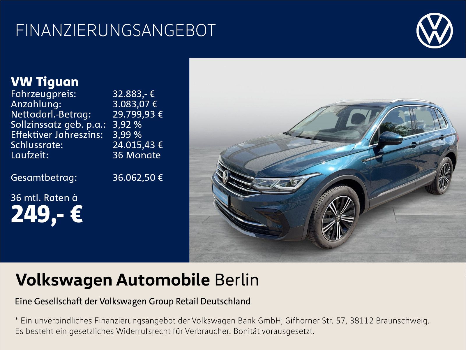 Volkswagen Tiguan 2.0 TDI DSG Elegance 4Motion Navi LED