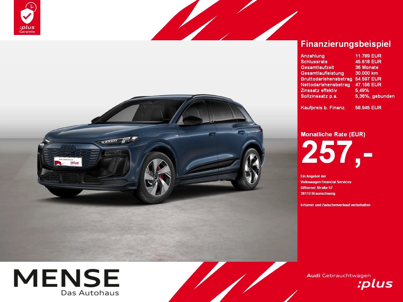 Audi Q6 SUV e-tron performance S-Line B&O AHK HUD ACC