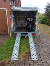 Stema Tieflader 850kg gebremst, Quad-Rampen, Hochplane - Stema Motorradanhänger