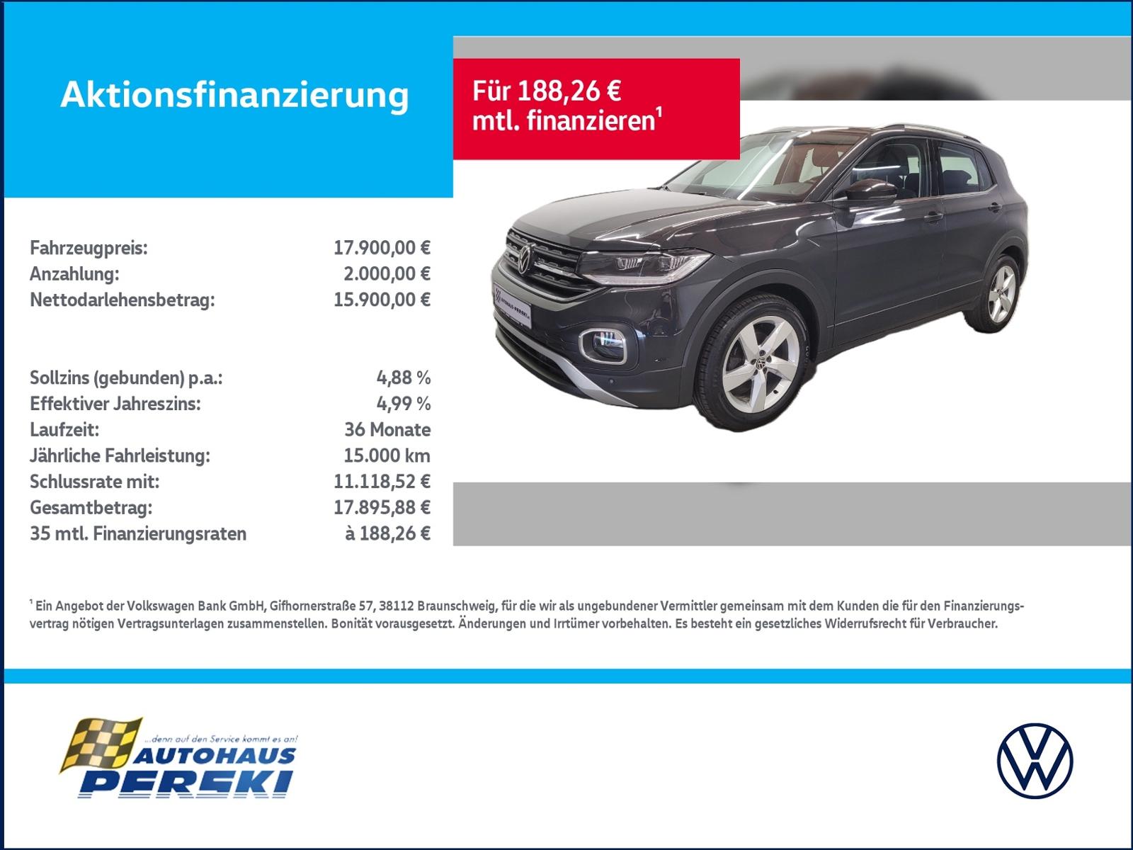 Volkswagen T-Cross 1.0 TSI Style  KLIMA, LED, APP-CONNECT,