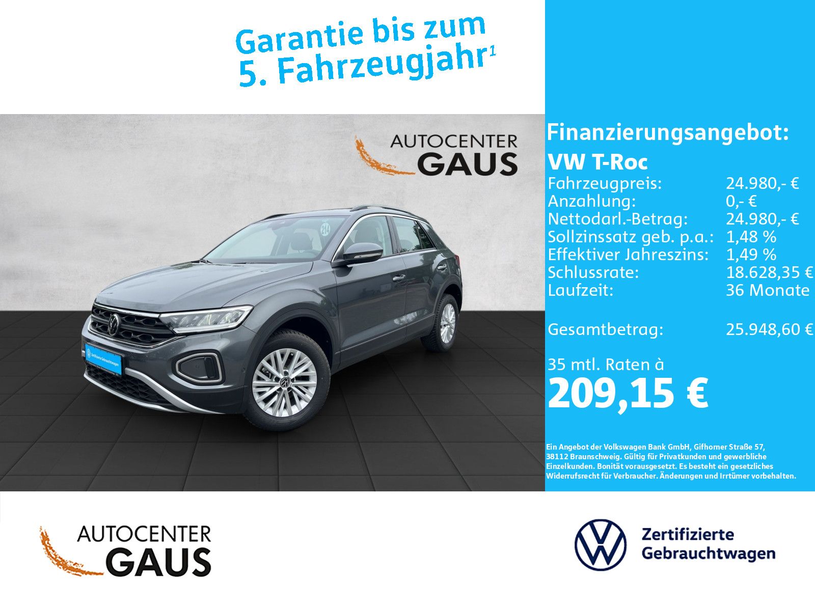 T-Roc Life 1.0 TSI Navi*ACC*LED*Kamera