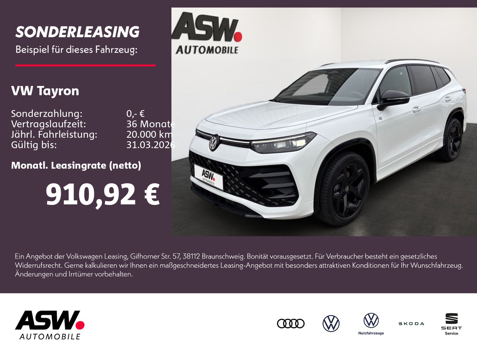 Volkswagen Tayron R-Line 2.0 TSI 4MOTION 204 PS DSG HD-Matr