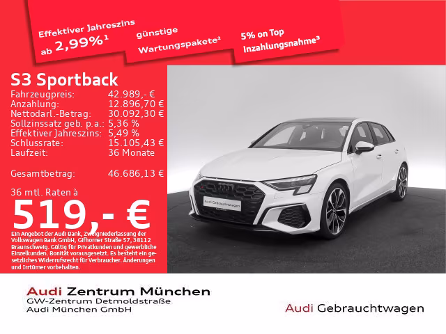Audi S3 Sportback TFSI S tronic Pano/B&O/Matrix/Kamer