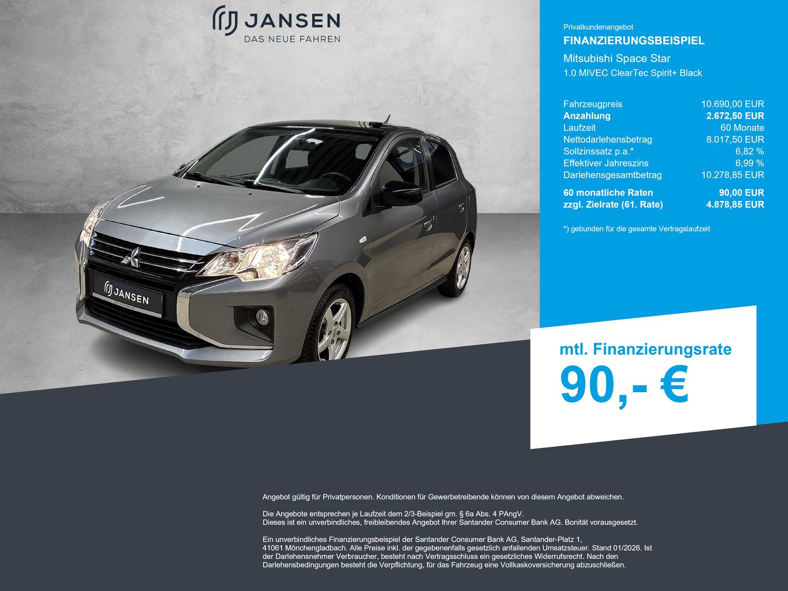 Mitsubishi Space Star 1.0 MIVEC ClearTec Spirit+ Black