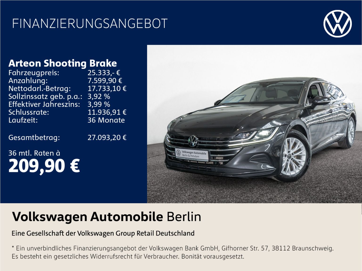 Volkswagen Arteon Shooting Brake 2.0 TDI Nav Shzg LED APP A