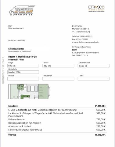 Etrusco A 6.9 DB 4.244,00€ Sondernachlass!
