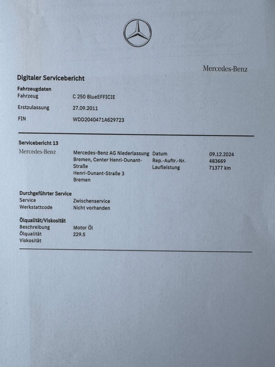 Fahrzeugabbildung Mercedes-Benz C 250 CGI BE 7GT ELEGANCE COMAND ILS KAMERA 1.VB