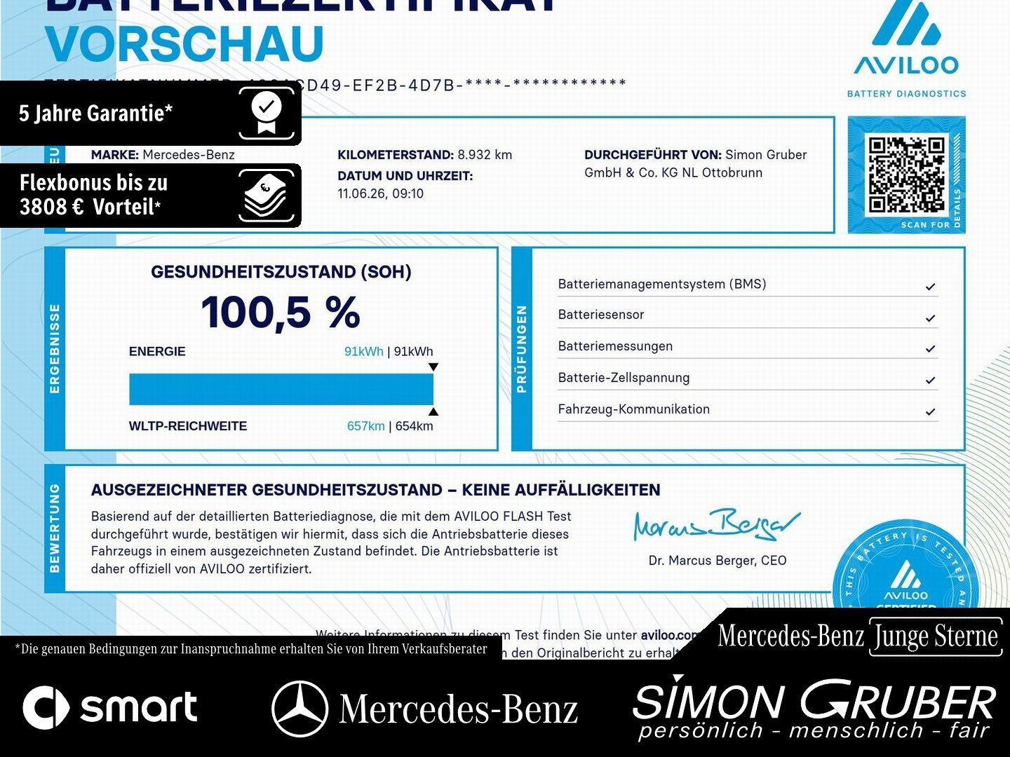 Fahrzeugabbildung Mercedes-Benz EQE 43 4M AMG Hyper Pano HUD Massage Md2025