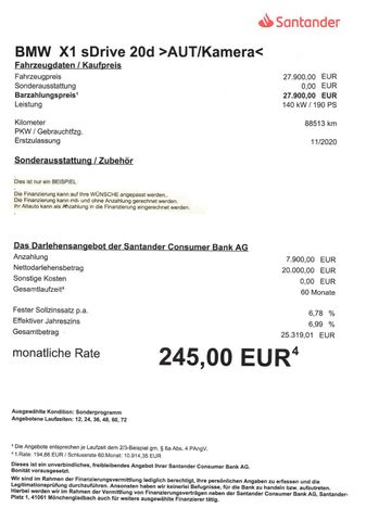 Fahrzeugabbildung BMW X1 sDrive 20 d Sport Line