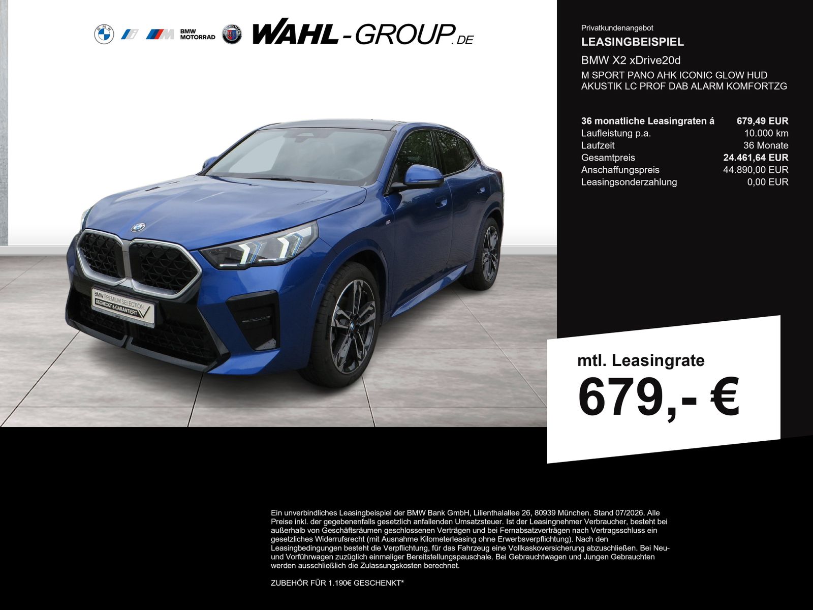 BMW X2 xDrive20d M SPORT PANO AHK ICONIC GLOW HUD  A