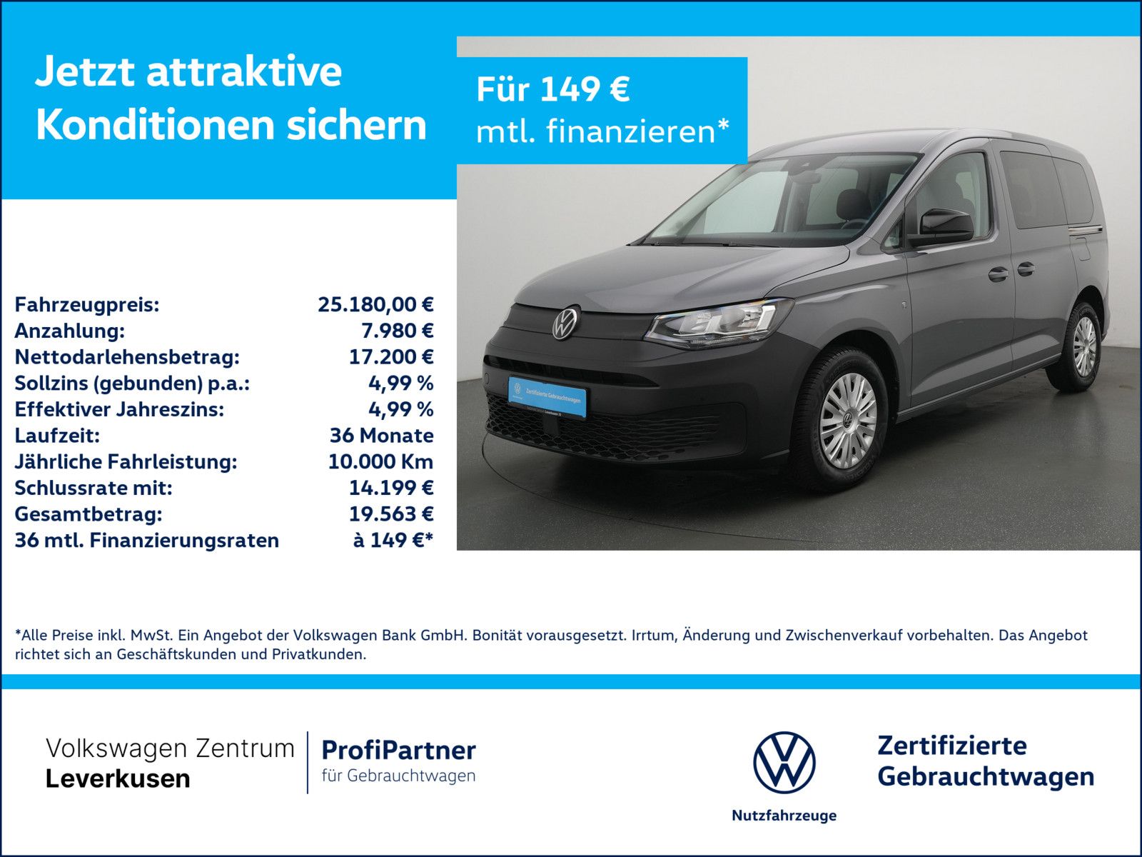 Volkswagen Caddy Kombi VIRT KAM SHZ AHK KEYLESS PORT NAVI