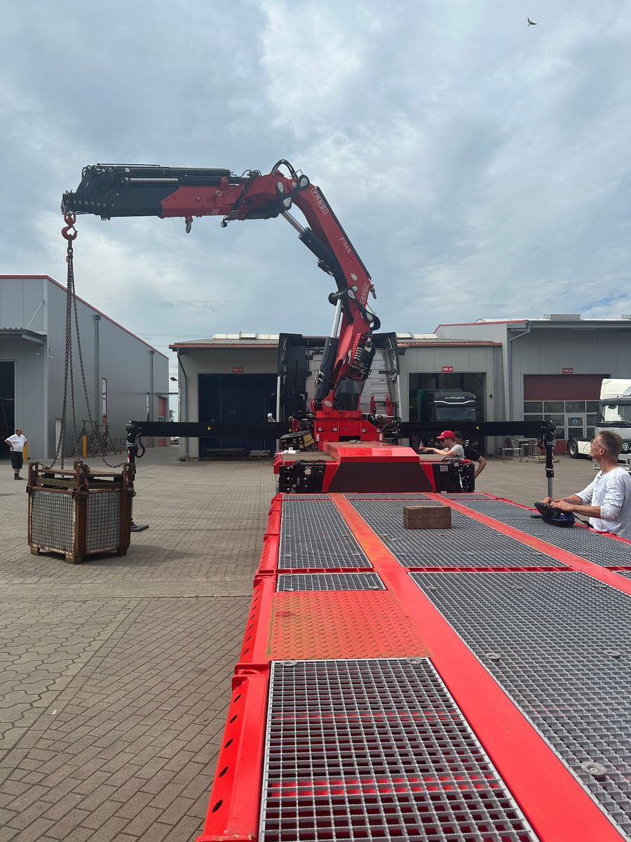 Fahrzeugabbildung Andere Wiese Stufensattel Tieflader mit Kran Fassi F545