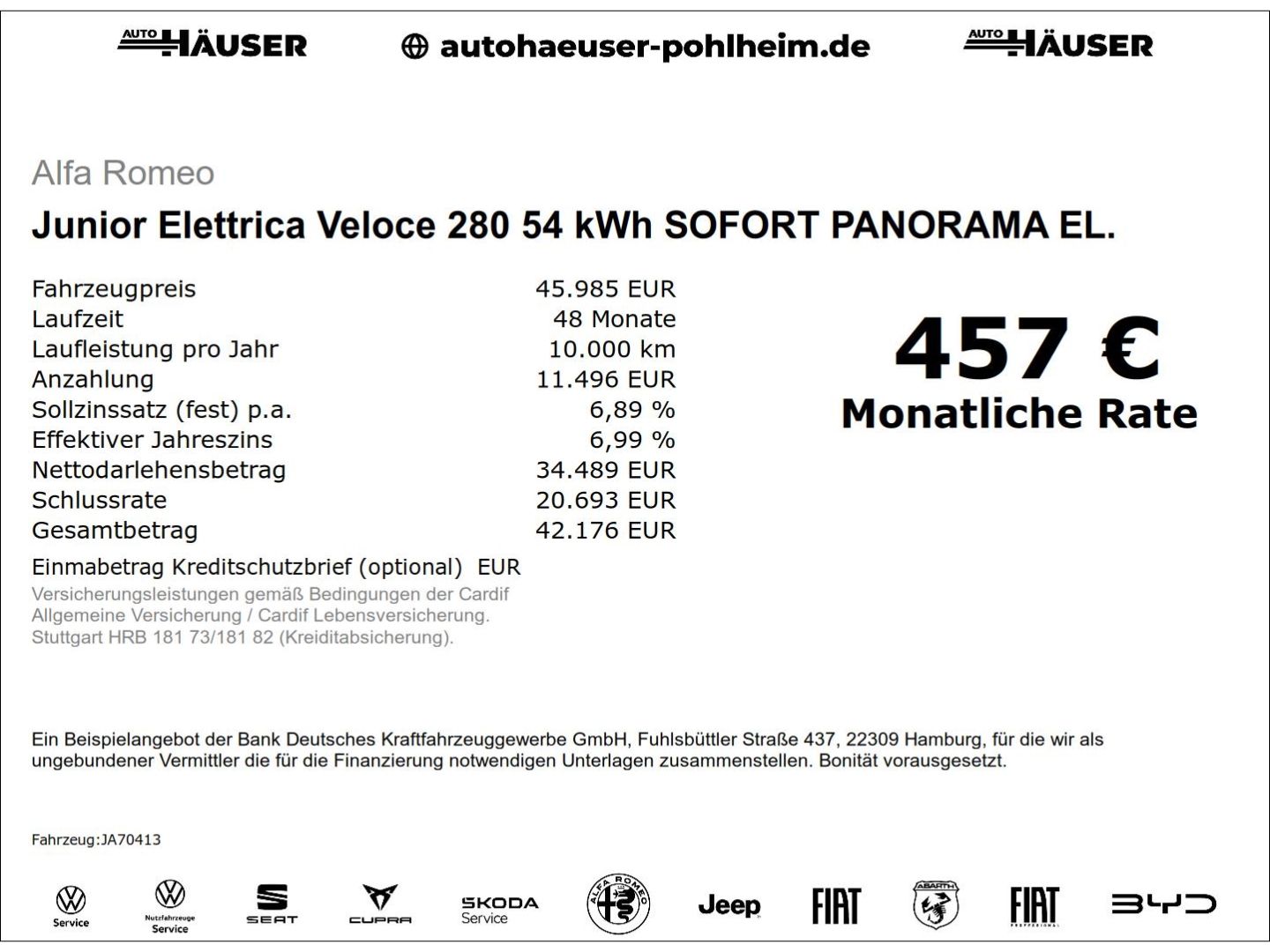 Alfa Romeo Junior Elettrica Veloce 280 54 kWh SOFORT PANORA imagem 2