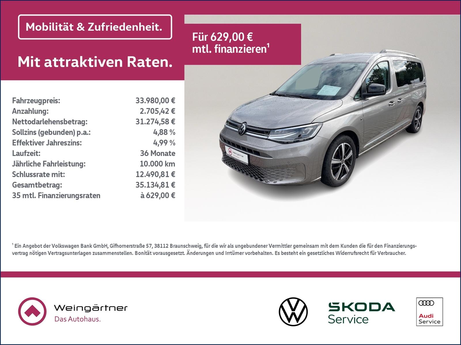 Volkswagen Caddy Maxi 2.0 TDI Style 4Motion, Sitzhzg, AppCo
