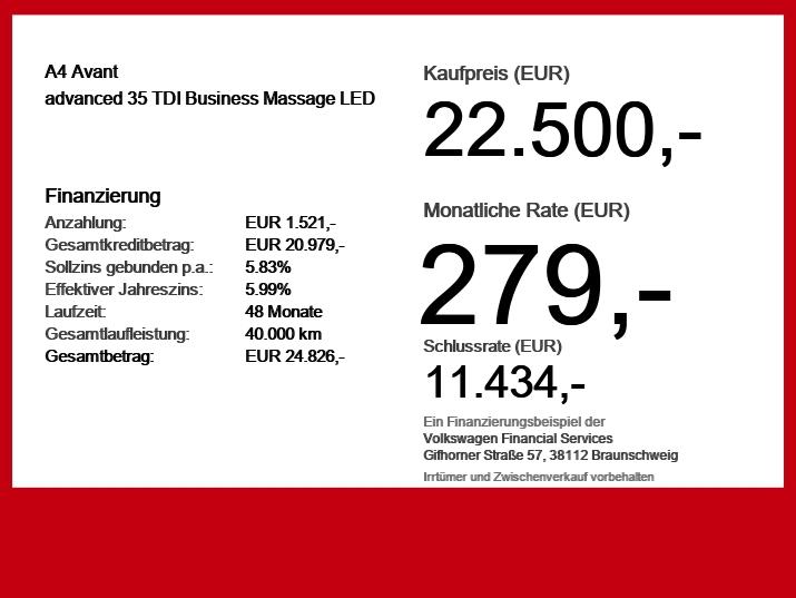 Audi A4 Avant advanced 35 TDI Business Massage LED, миниатюра 6