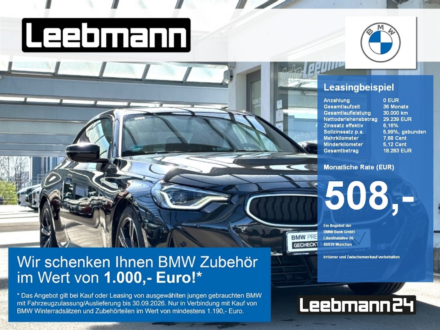 BMW 218i Coupé M-Sport HeadUp Finanzierung ab 0,49%