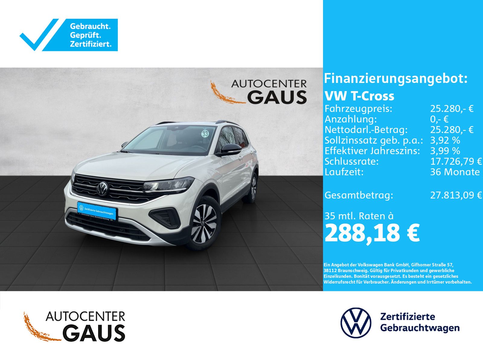 T-Cross Goal 1.0 TSI DSG Navi*ACC*LED