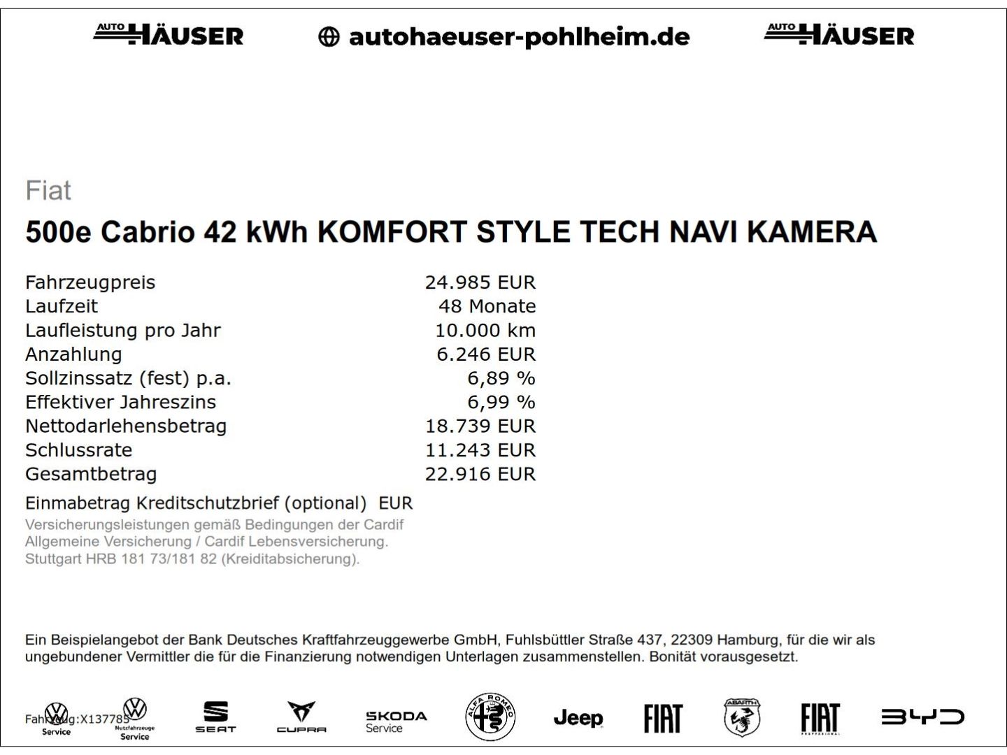 Fiat 500e Cabrio 42 kWh KOMFORT STYLE TECH NAVI KAMER imagem 2