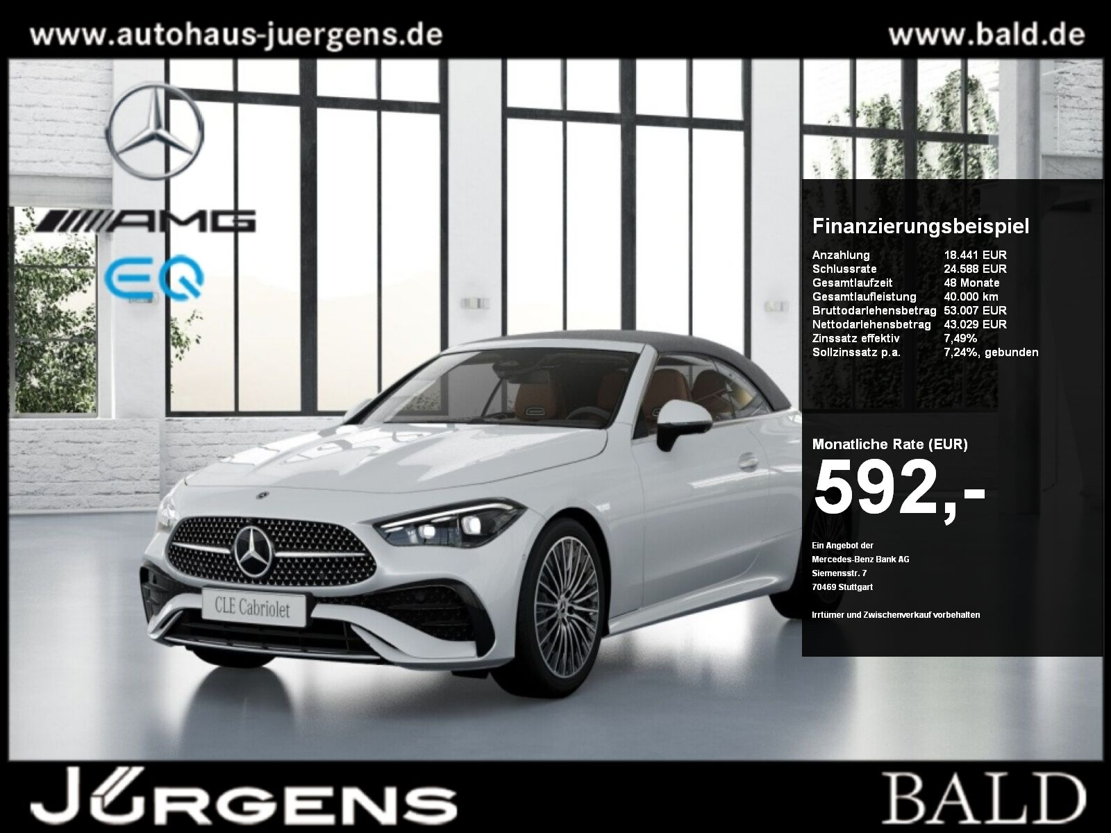 MERCEDES-BENZ CLE 220 d Cab AMG+AHK+Burm+Digital+Memo+Kam+Head