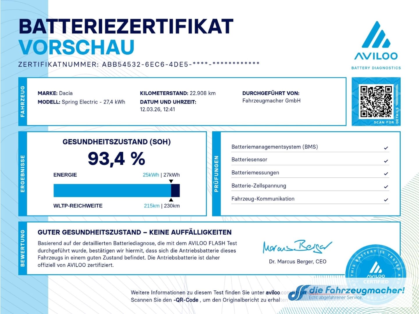 Fahrzeugabbildung Dacia Spring Electric Comfort Plus *FRONTSCHADEN