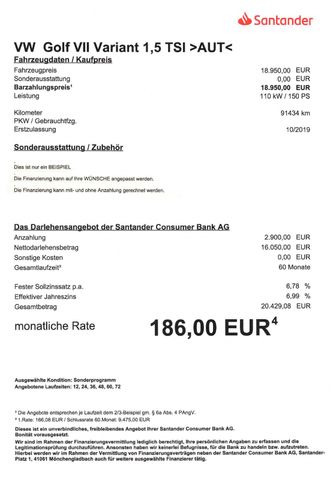 Fahrzeugabbildung Volkswagen Golf VII Variant 1.5 TSI Comfortline>AUT/AHK/NAV
