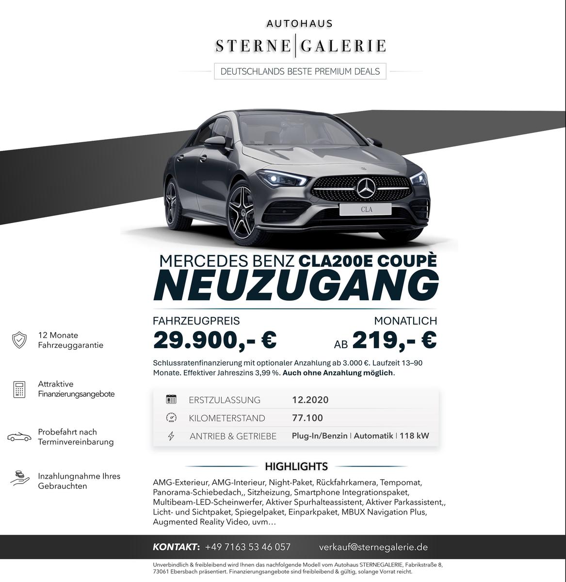 Mercedes-Benz CLA 250 E/AMG-LINE/EMP/RÜCKFAHRK/LED/PANO/SITZH